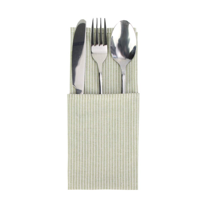 INFEI Narrow Striped Cotton Linen Blended Dinner Cloth Napkins - Set of 12 (40 x 40 cm) - for Christmas Parties Events & Home Use (Green) - Image 5
